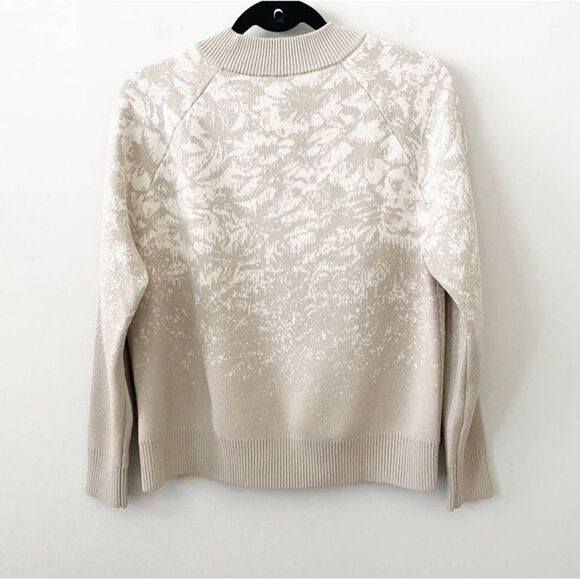 Athleta Jacquard Crew Sweater Frosted Floral Cream Wool Blend XL - Picture 4 of 7